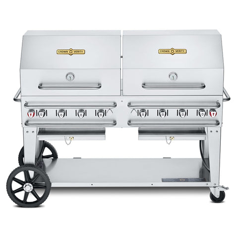 Crown Verity CV-RCB-60RDP 60-Inch Rental Propane Mobile Grill with Double Roll Domes