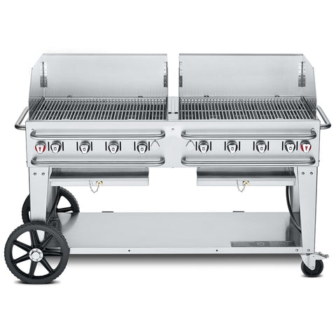 Crown Verity CV-RCB-60WGP-SI-BULK Pro Series Mobile Outdoor Gas Grill with Wind Guards, LP (Bulk Tank)