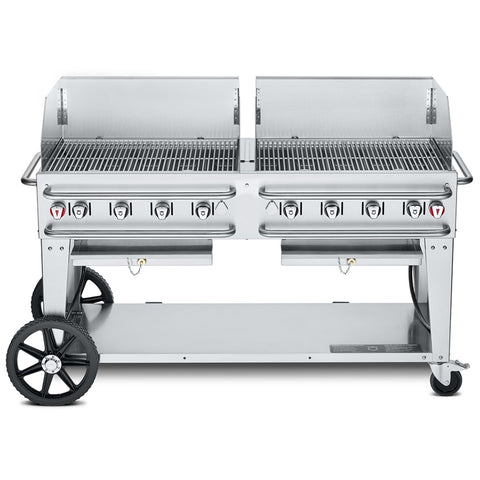 Crown Verity CV-RCB-60WGP-SI-BULK Pro Series Mobile Outdoor Gas Grill with Wind Guards, LP (Bulk Tank)