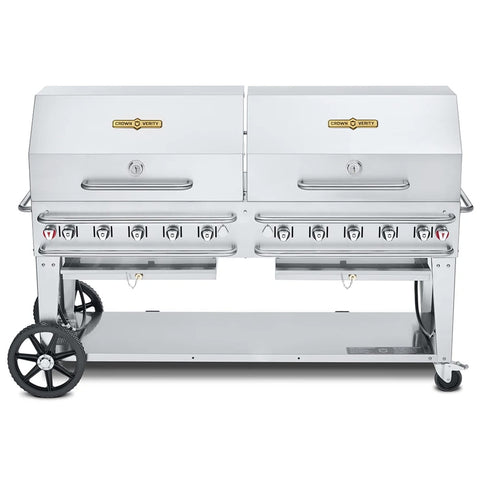 Crown Verity CV-RCB-72RDP-SI-BULK 72 in Pro Series Outdoor Rental Propane Grill w/ Double Roll Domes