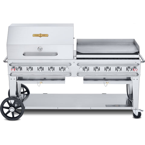 Crown Verity CV-RCB-72RGP 72-Inch Rental Propane Grill with Roll Dome & Griddle Package
