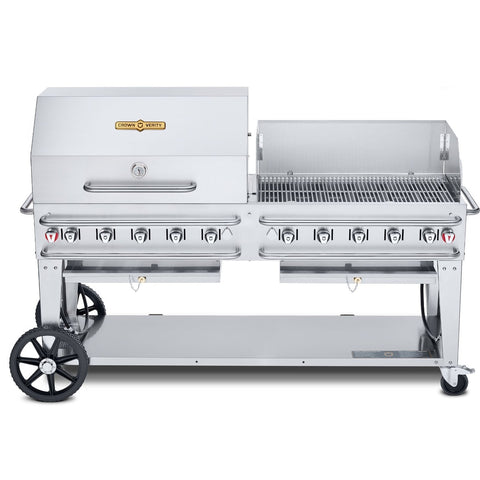 Crown Verity CV-RCB-72RWP 72 in Pro Series Outdoor Rental Propane Grill with Roll Dome and Wind Guard Package