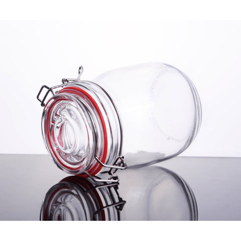 Enhanced Glassware CW-10800F Enhanced - 28 oz Glass Storage Jar with Lock N Seal Cover
