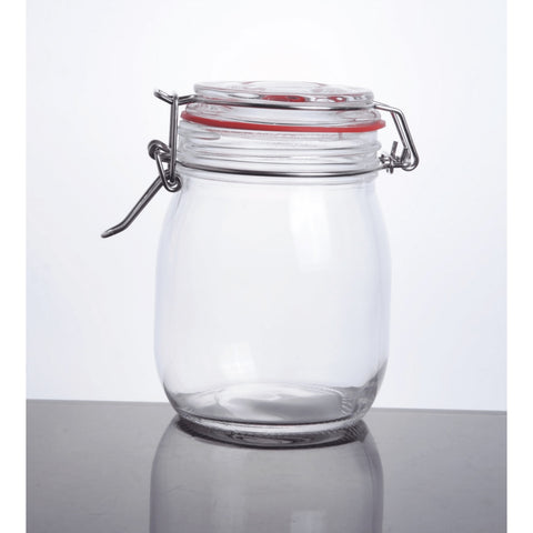 Enhanced Glassware CW-10800F Enhanced - 28 oz Glass Storage Jar with Lock N Seal Cover