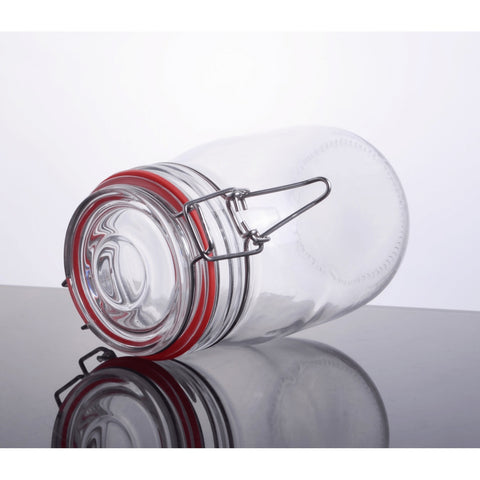 Enhanced Glassware CW-11200F 42-1/2 oz Glass Storage Jar with Lock N Seal Cover