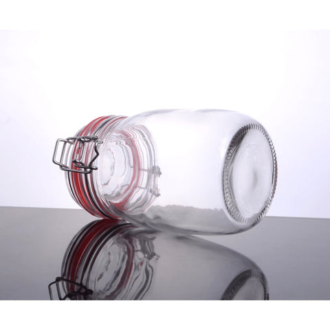 Enhanced Glassware CW-11200F 42-1/2 oz Glass Storage Jar with Lock N Seal Cover