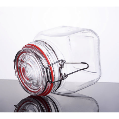 Enhanced Glassware CW-40800F 30 oz Glass Storage Jar with Lock N Seal Cover