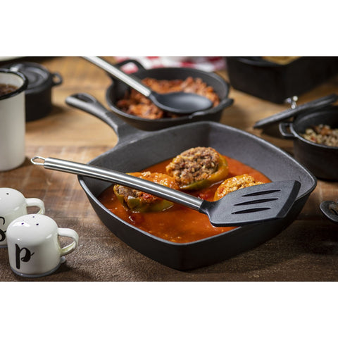 TableCraft Products CW402 14 Inch Slotted Serving Spatula with Silicone Head and Stainless Steel Handle