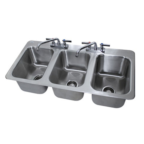 Advance Tabco DI-3-1410 3 Compartment Drop-In Sink with 16" x 14" x 10" Bowls