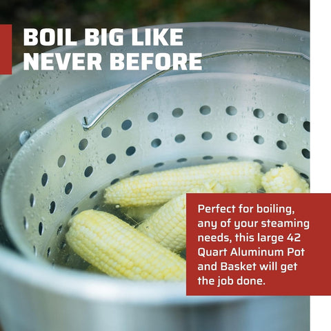 CAMP CHEF DP42 42-Quart Aluminum Stock Pot with Basket and Lid