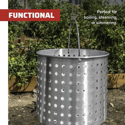 CAMP CHEF DP42 42-Quart Aluminum Stock Pot with Basket and Lid