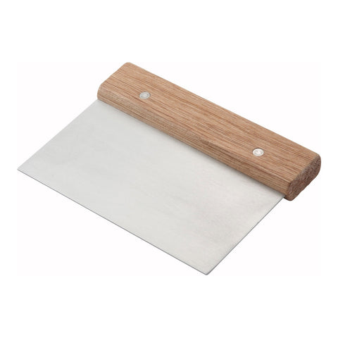 Winco DSC-3 Dough Cutter/Scraper with Wood Handle, 6" x 3" Stainless Steel Blade