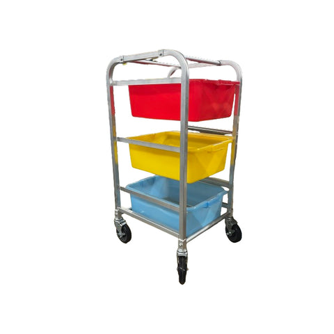 Enhanced SS & Equipment E-ABBC-3KD-HD Heavy Duty Aluminum Bus Box Cart, 3-Box Capacity with Casters and Brakes, KD