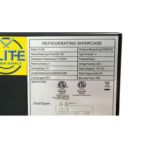 Enhanced Display Cases E-CL-400-2 Enhanced 4-Side Glass Refrigerated Display Case, 400L
