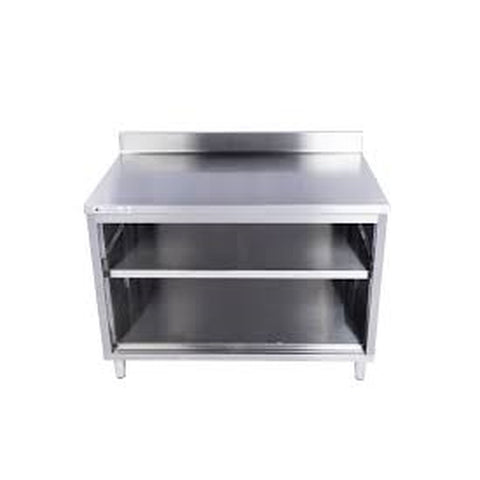 Enhanced SS & Equipment E-COF-2472-2B416 Open Front Stainless Steel Cabinet 24"D x 72"W with 2" Backsplash