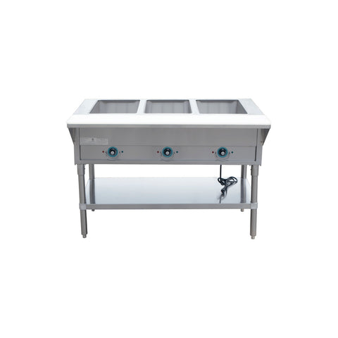 Enhanced SS & Equipment E-EST-3OW-US Enhanced Hot Food Steam Table, 3 Open Wells, Stainless Steel, 120V
