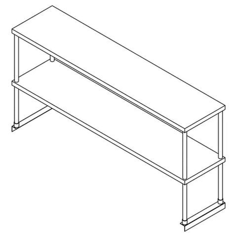 Enhanced Stainless Steel E-OSDA-1472 Double Overshelf, 72"W x 14"D x 32"H, Adjustable Mid Shelf