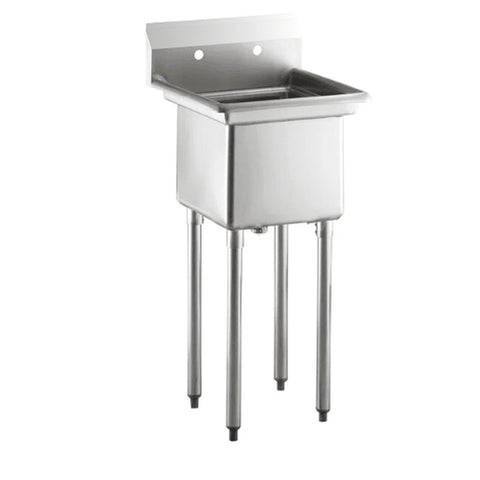 Enhanced E-S1C151512-318 1-Tub Stainless Steel Sink, 15" x 15\" No Drainboards
