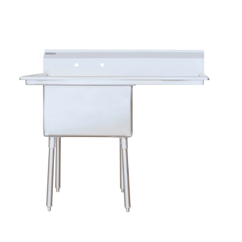 Enhanced SS & Equipment E-S1C242414-24R-316 Single Tub Sink with 24" Right Drainboard, 16GA 316 Stainless Steel
