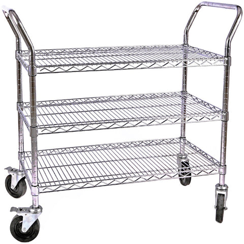 Enhanced Wire Shelving E-UT1836C 18" x 36" Wire Cart, 3 Shelves and Casters