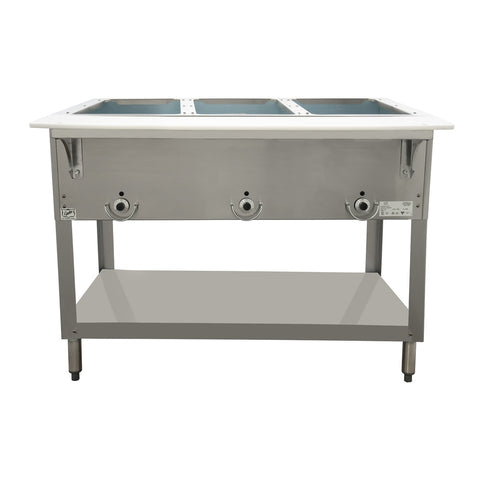 Duke Manufacturing E303 120/1 3-Well Electric Steam Table Hot Food Table with Cutting Board, 120V