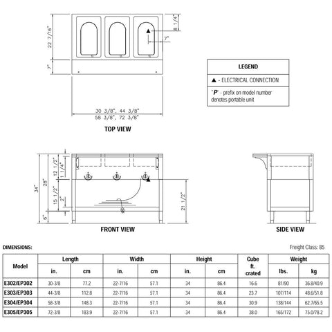 Duke Manufacturing E304-208 4-Well 208V Electric Hot Food Station with 7" Cutting Board