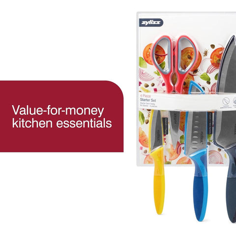 Zyliss E920189U 4-Piece Value Starter Knife and Scissor Set with Blade Guards