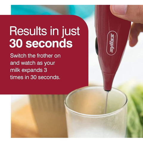 Zyliss E990034U Quick Milk Frother - Handheld Battery-Powered, Red