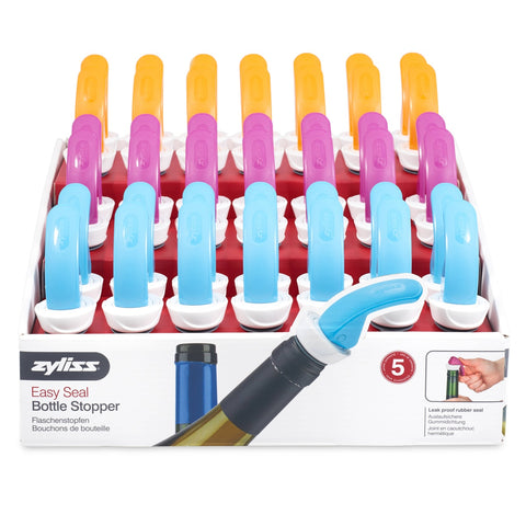 Zyliss E990042U Easy Seal Bottle Stopper CDU - Assorted Colors (Blue, Orange, Purple)