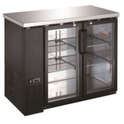 Enhanced Refrigeration EBB-24-48G-HC Enhanced Back Bar Cooler, 48" W x 24" D, Black Exterior, 2 Glass Doors