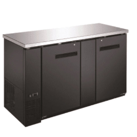 Enhanced Refrigeration EBB-3F-HC Enhanced 69" Refrigerated Back Bar Cooler, 2-Door, Black Exterior, Stainless Steel Top