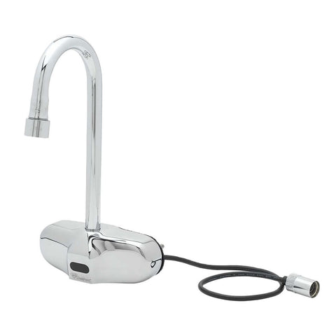 T&S Brass EC-3105 ChekPoint Wall Mount Electronic Sensor Faucet, 4" Centers, Gooseneck Spout, Chrome-Plated Brass