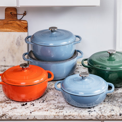 Lodge EC1D43 1.5 Qt Enameled Cast Iron Dutch Oven with Lid - Red