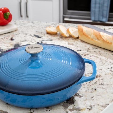Lodge EC3CC43 3.6 Qt. Island Spice Red Enameled Cast Iron Casserole with Cover
