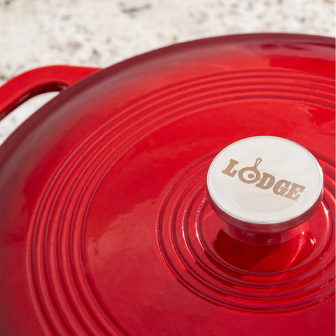 Lodge EC3CC43 3.6 Qt. Island Spice Red Enameled Cast Iron Casserole with Cover