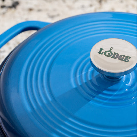 Lodge EC6D33 6 Qt. Blue Enameled Cast Iron Dutch Oven