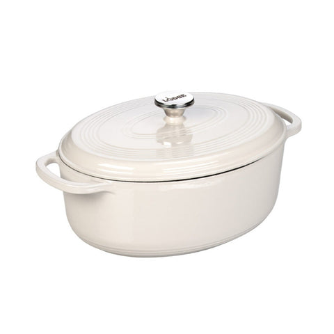 Lodge Manufacturing EC7OD13 7 Quart Essential Enamel Oval Dutch Oven, Oyster White
