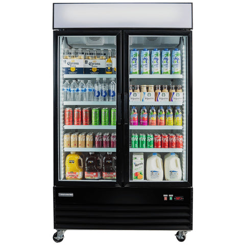 Enhanced Refrigeration EGDM-35R-HC 2-Door Glass Merchandiser Refrigerator, Black