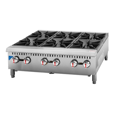 Enhanced Gas Equipment EGHP-6L Enhanced 36" 6-Burner Gas Hot Plate, 159,000 BTU