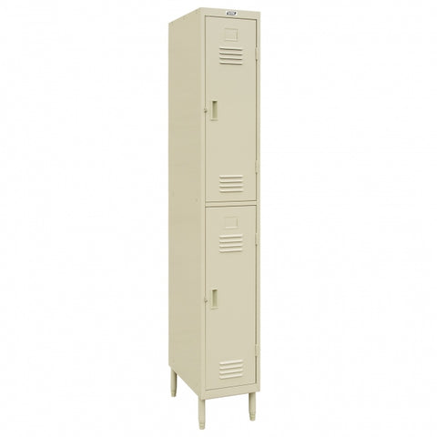 GSW USA EL-2DR 2-Tier Premium Steel Employee Locker, 12"W x 20"D x 77"H