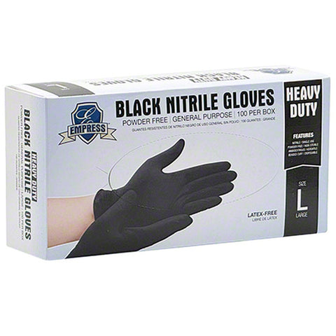 Empress ENHDGPPFBLKM5 General Purpose 5 mil Heavy Duty Black Nitrile Gloves - Medium