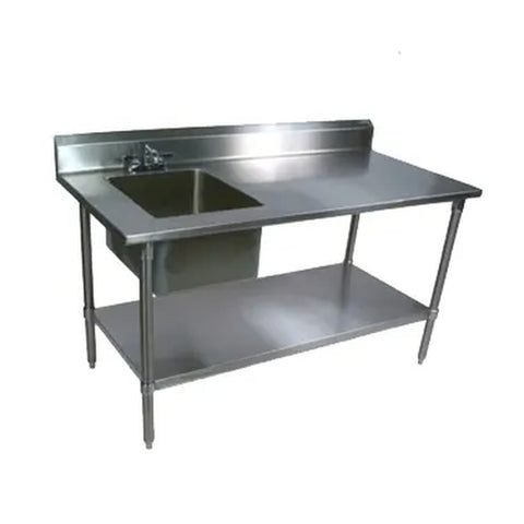 John Boos EPT8R5-3060SSK-L-X 60" Stainless Steel Work Table with Left-Mounted Prep Sink