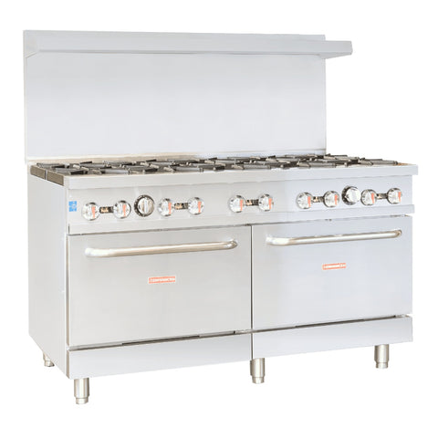 Enhanced Gas Equipment ER-10 Enhanced 60" 10-Burner Gas Range with 2 Standard Ovens