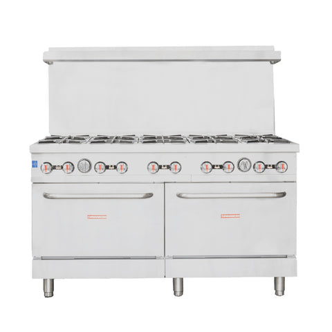 Enhanced Gas Equipment ER-10 Enhanced 60" 10-Burner Gas Range with 2 Standard Ovens