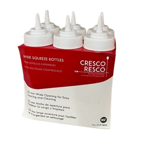 Cresco Resco ESBW-16PK Wide Mouth Squeeze Bottles, 16 oz, 6-Pack