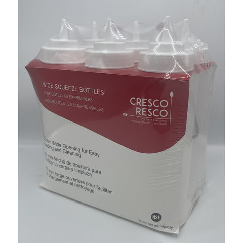 Cresco Resco ESBW-32PK 32oz Wide Mouth Squeeze Bottles, 6-Pack