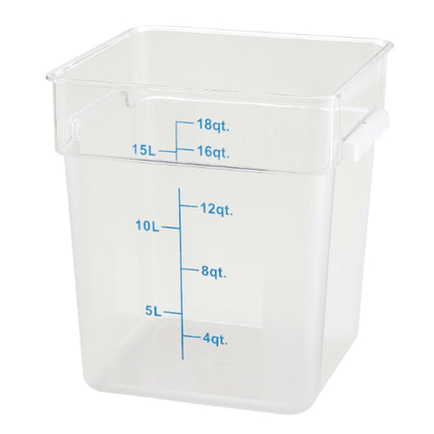 Cresco Resco ESC18C 18 Qt. Square Clear Polycarbonate Food Storage Container