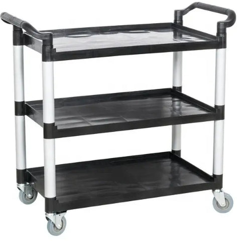 Cresco Resco EUC-2040 Large 3-Shelf Black Plastic Bus Cart