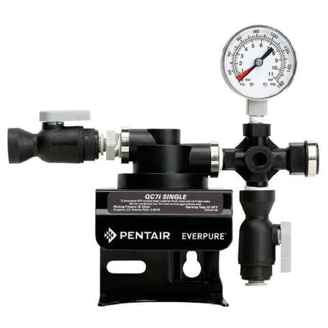 Everpure EV927241 QC7I Single Filter Head Assembly with Gauge and Shut-Off Valve
