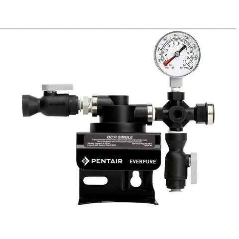 Everpure EV927241 QC7I Single Filter Head Assembly with Gauge and Shut-Off Valve